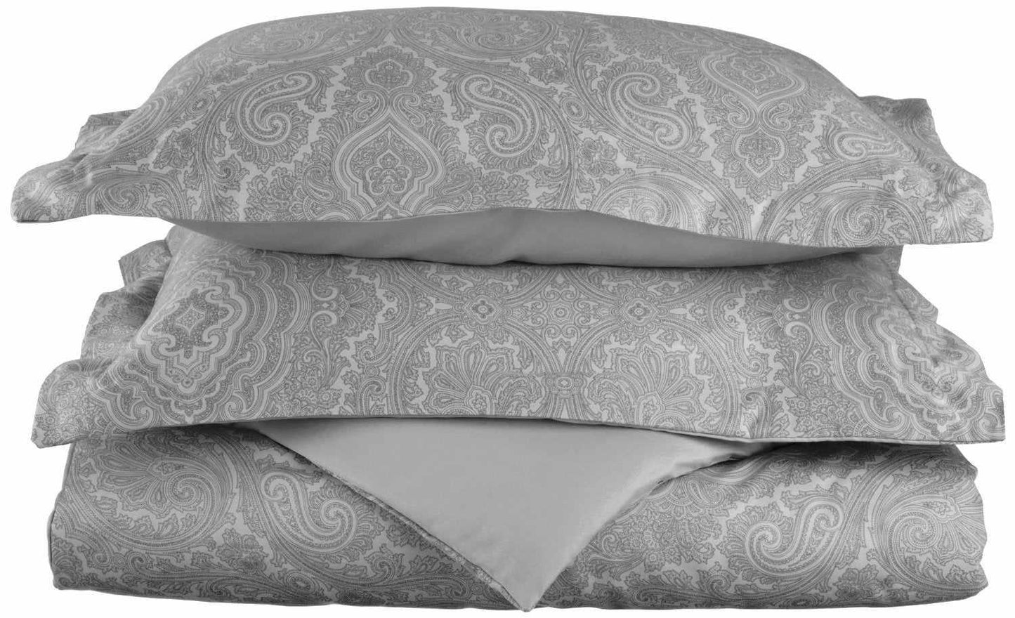 Superior Italian Paisley Cotton Blend Duvet Cover Set - Grey