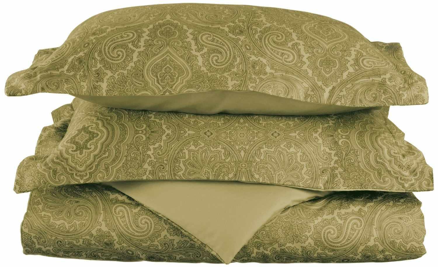 Superior Italian Paisley Cotton Blend Duvet Cover Set - Sage