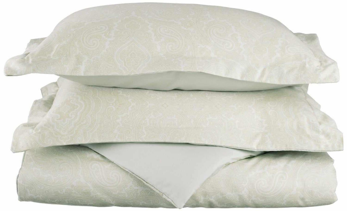 Superior Italian Paisley Cotton Blend Duvet Cover Set - White