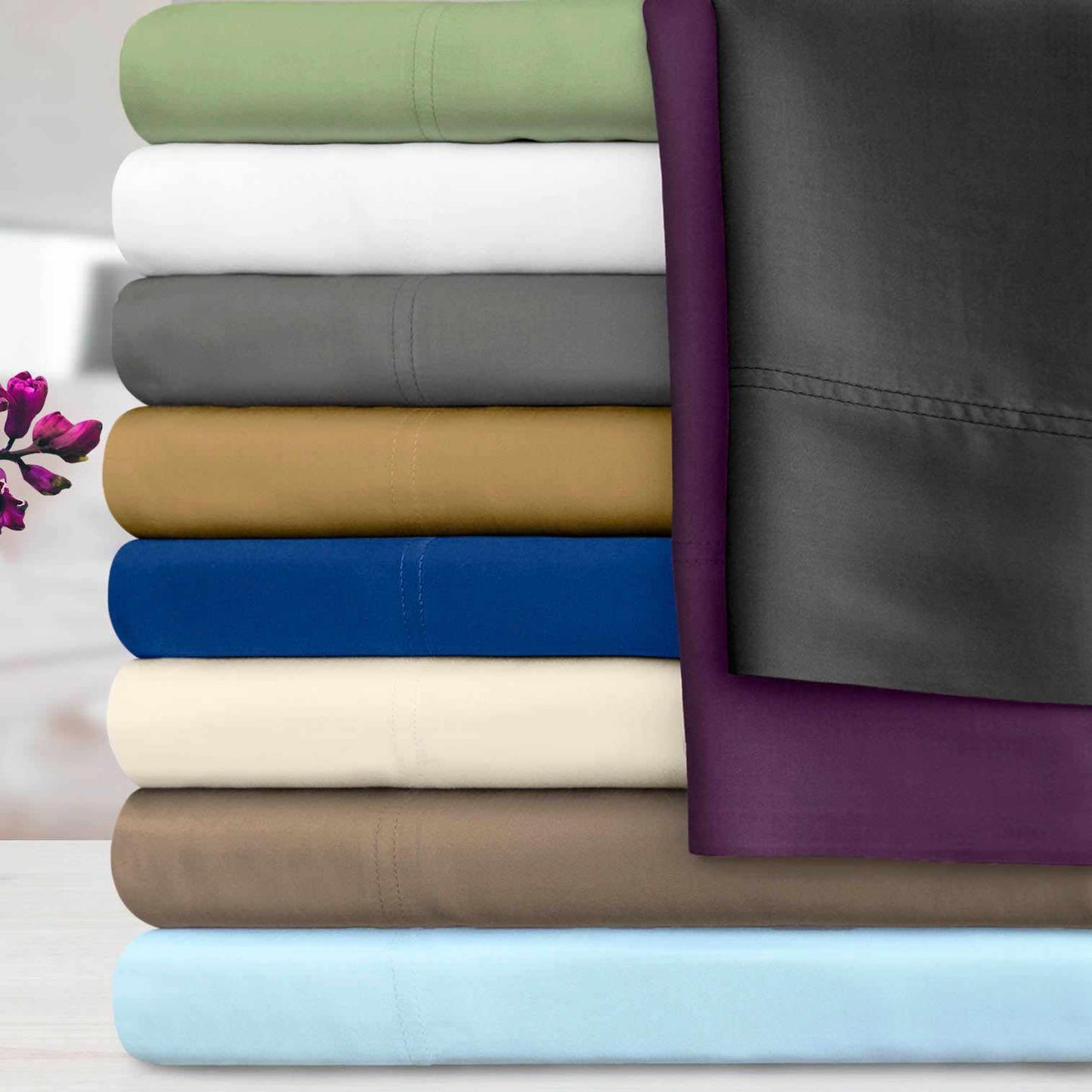 Superior 100% Rayon From Bamboo 300 Thread Count Solid 2 Piece Pillowcase Set - Sage
