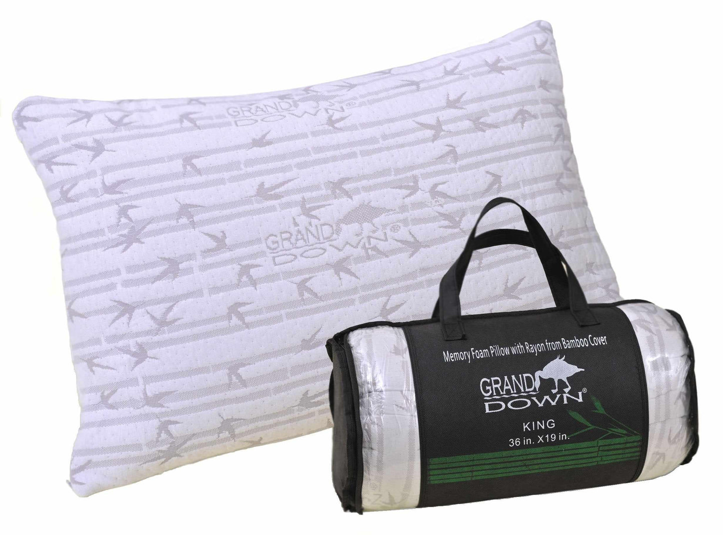 Shredded Memory Foam Pillow with Removable Rayon from Bamboo Cover - White