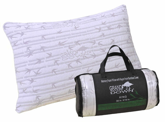Shredded Memory Foam Pillow with Removable Rayon from Bamboo Cover - White
