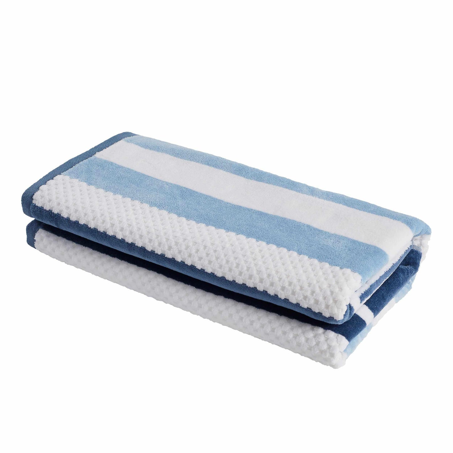 Superior Cotton Oversized Striped 2-Piece Beach Towel - Dusky Blue