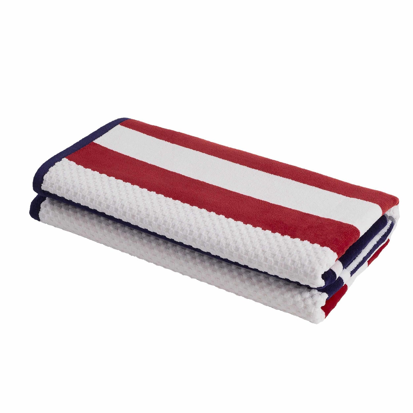 Superior Cotton Oversized Striped 2-Piece Beach Towel - Navy Blue