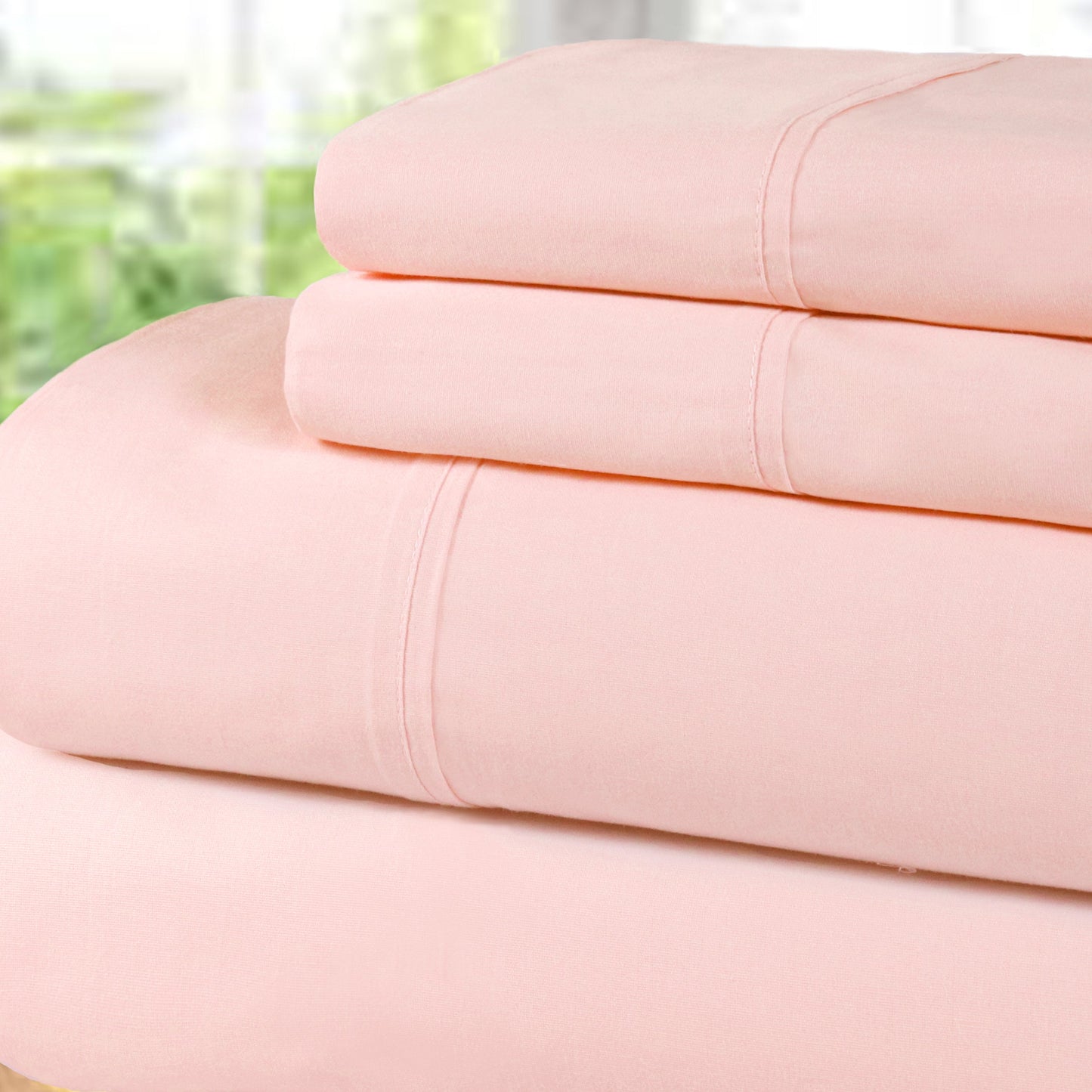 Superior 100% Cotton Percale 300 Thread Count Sheet Set - Blush