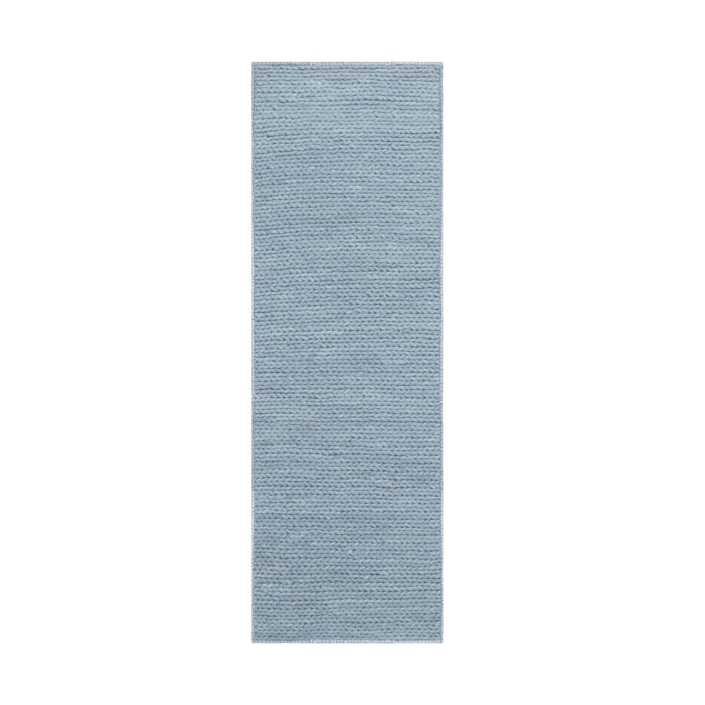 Superior Aero Hand-Braided Wool Indoor Area or Runner Rug - Light Blue