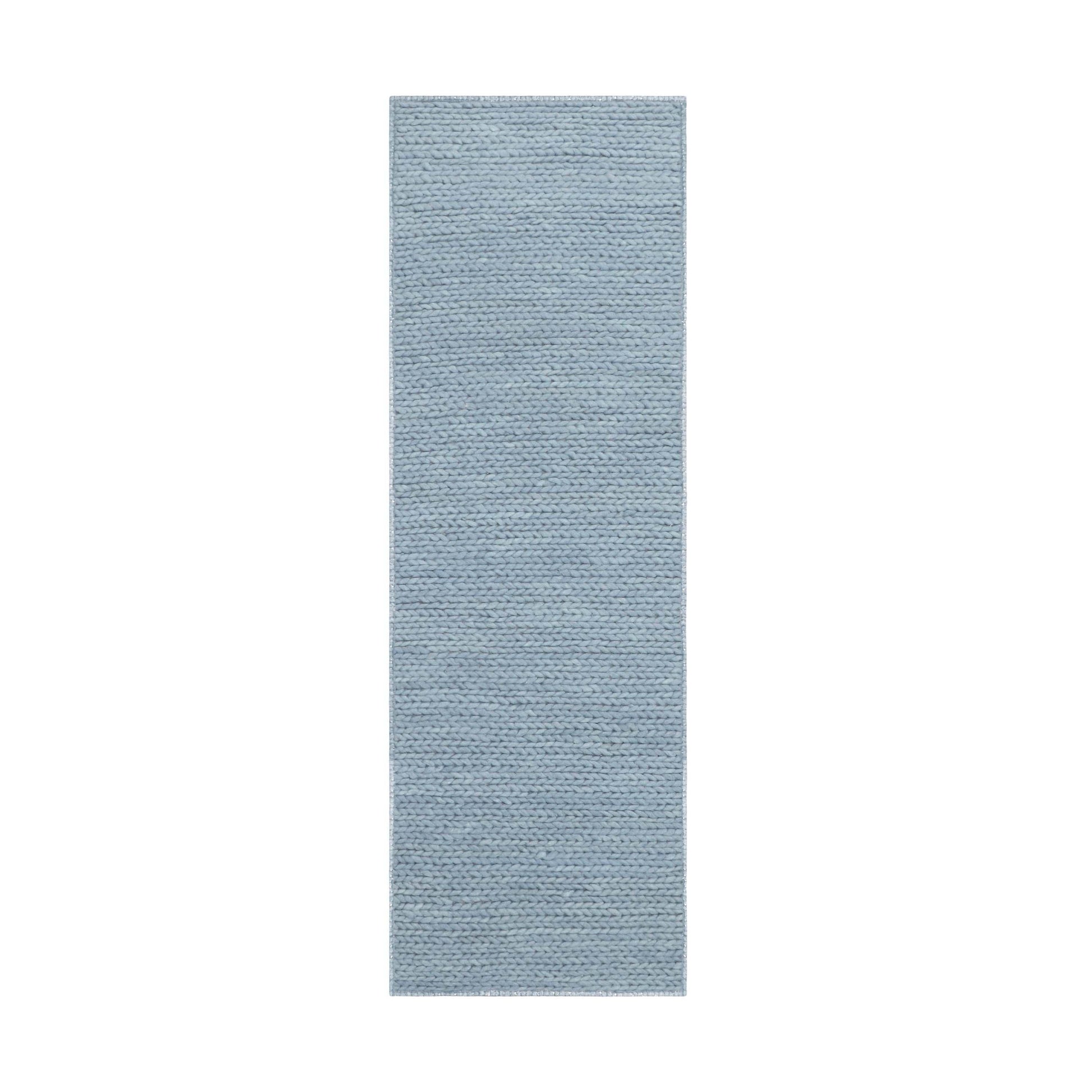 Superior Aero Hand-Braided Wool Indoor Area or Runner Rug - Light Blue