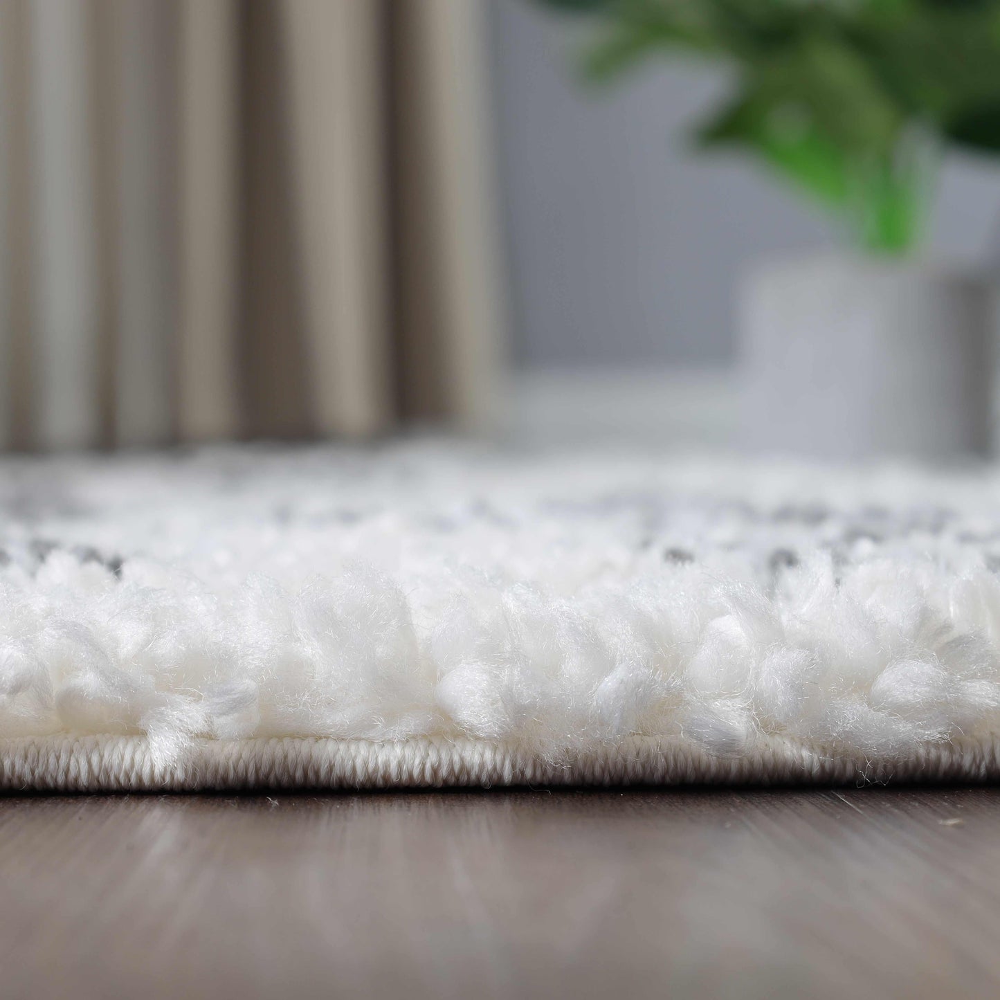 Superior Boho Geometric Diamonds Indoor Plush Shag Area Rug - Black-Cream