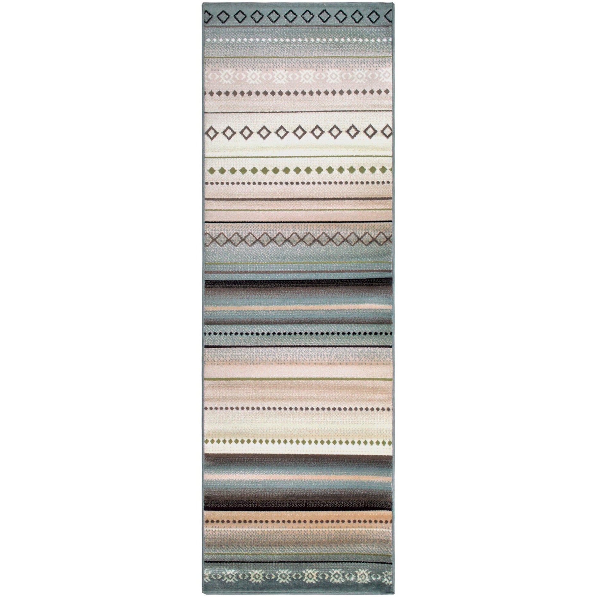 Delgado Bohemian-Striped Mozambique-Inspired Area Rug