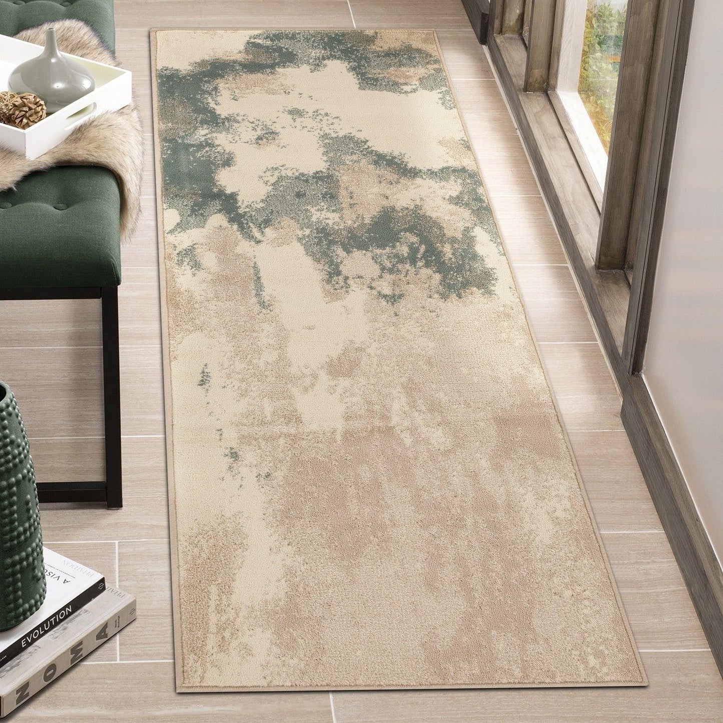 Eclectic Multi-Tone Abstract Rug or Runner - Blue