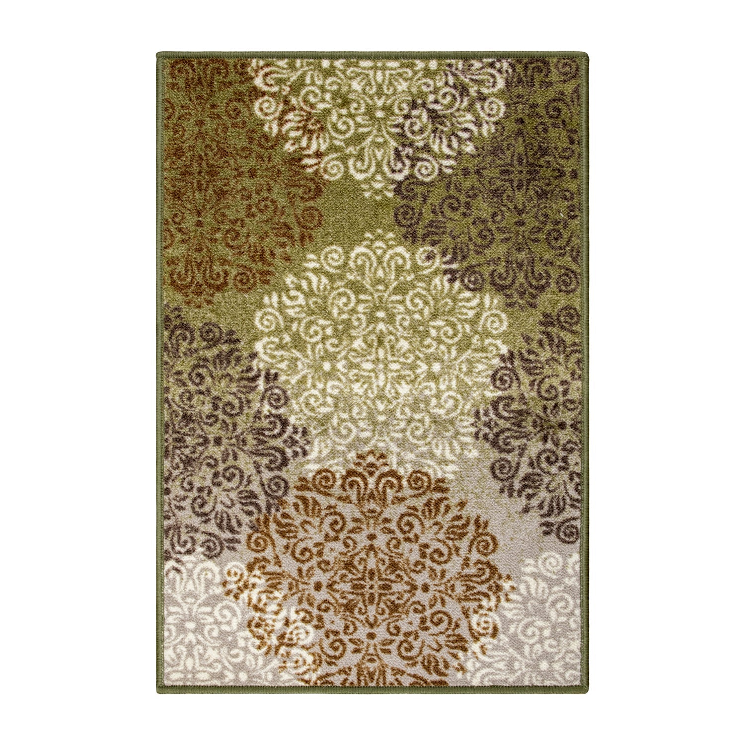 Superior Hedena Traditional Non-Slip Geometric Floral Indoor Washable Area Rug - Brown