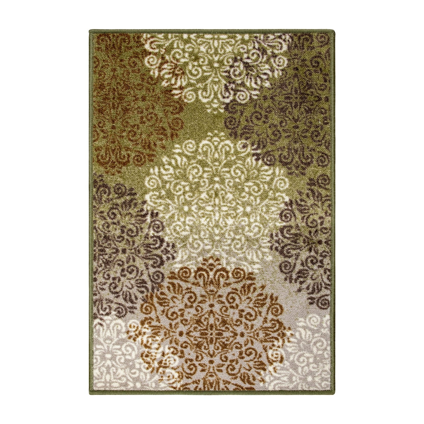 Superior Hedena Traditional Non-Slip Geometric Floral Indoor Washable Area Rug - Brown