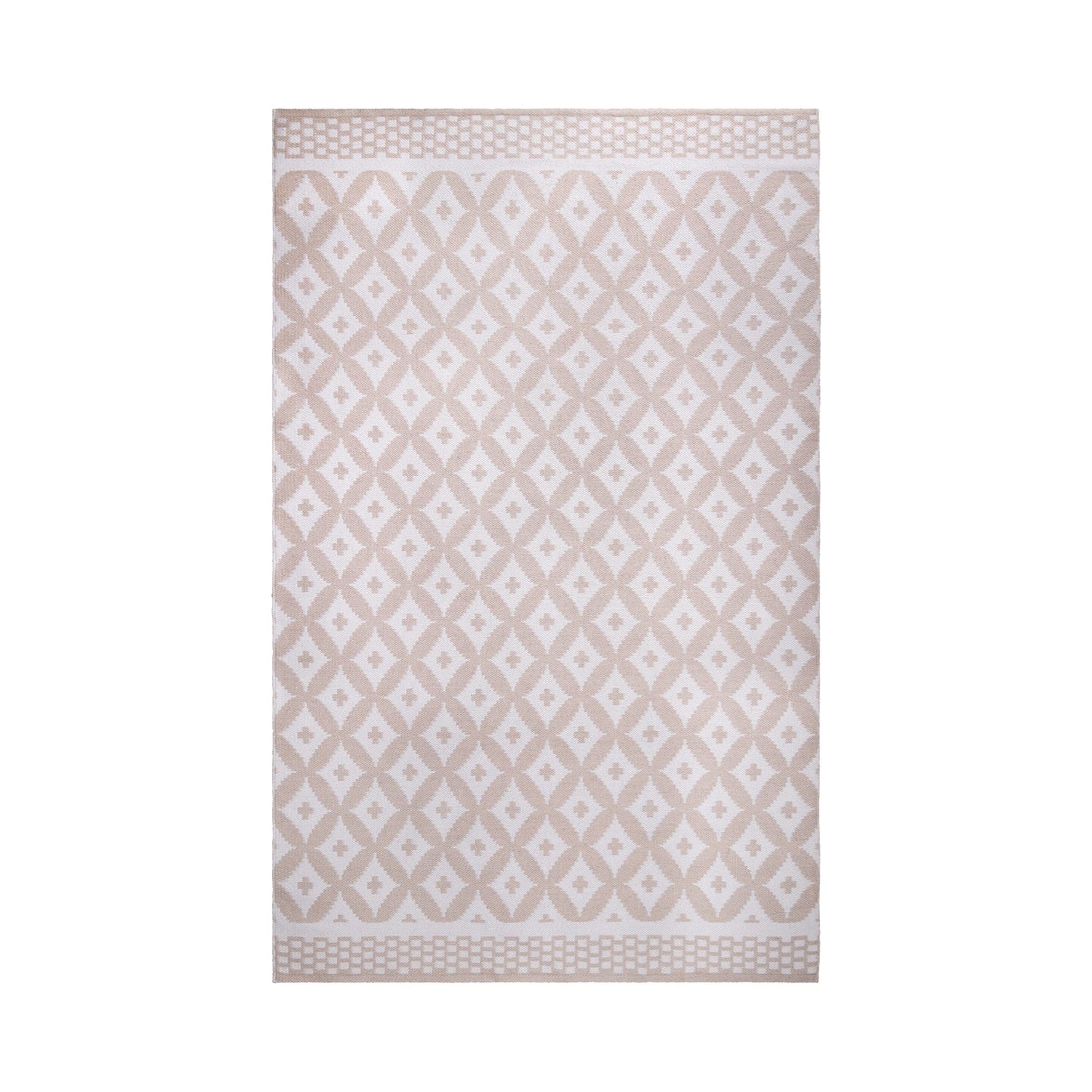 Superior Modern Geometric Lattice Indoor Outdoor Area Rug - Beige