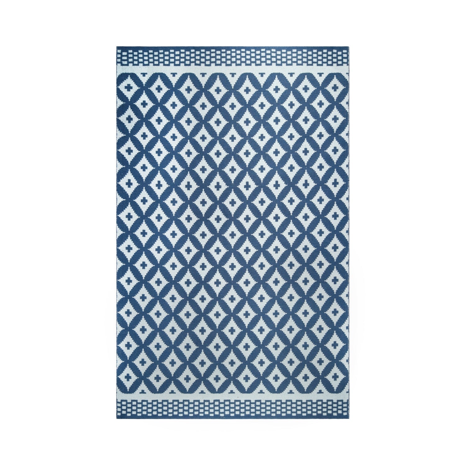 Superior Modern Geometric Lattice Indoor Outdoor Area Rug - Navy