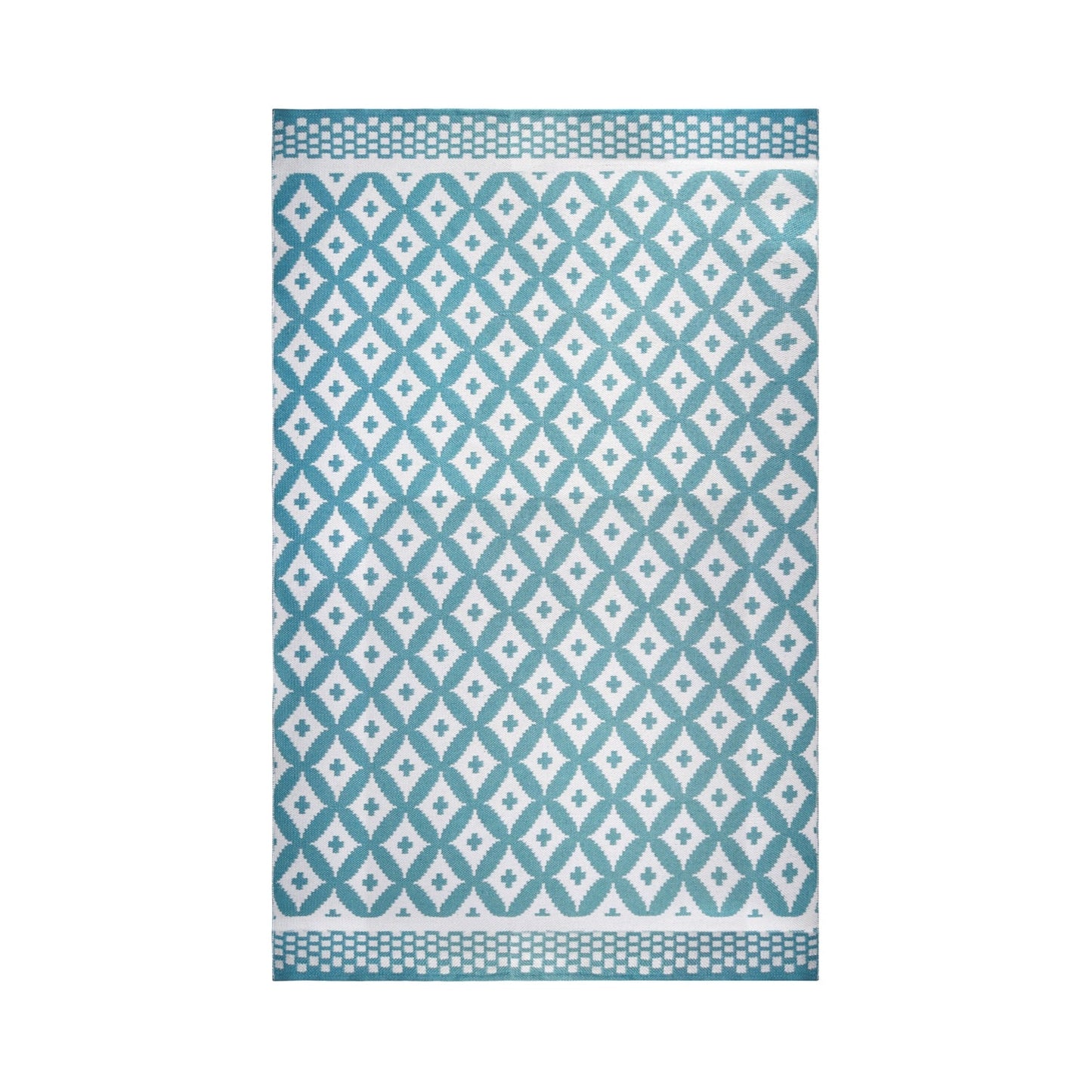 Superior Modern Geometric Lattice Indoor Outdoor Area Rug - Turquoise