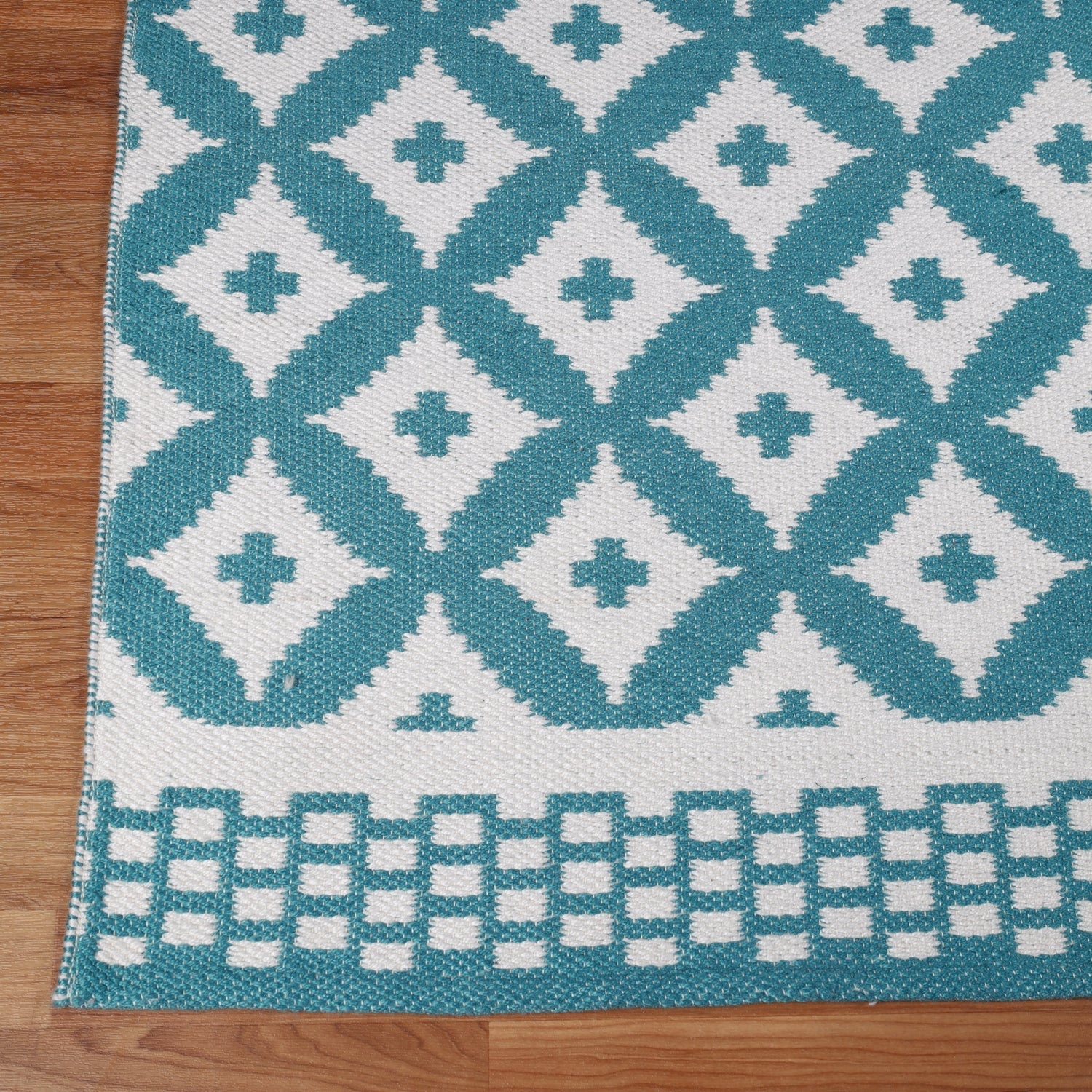 Superior Modern Geometric Lattice Indoor Outdoor Area Rug - Turquoise