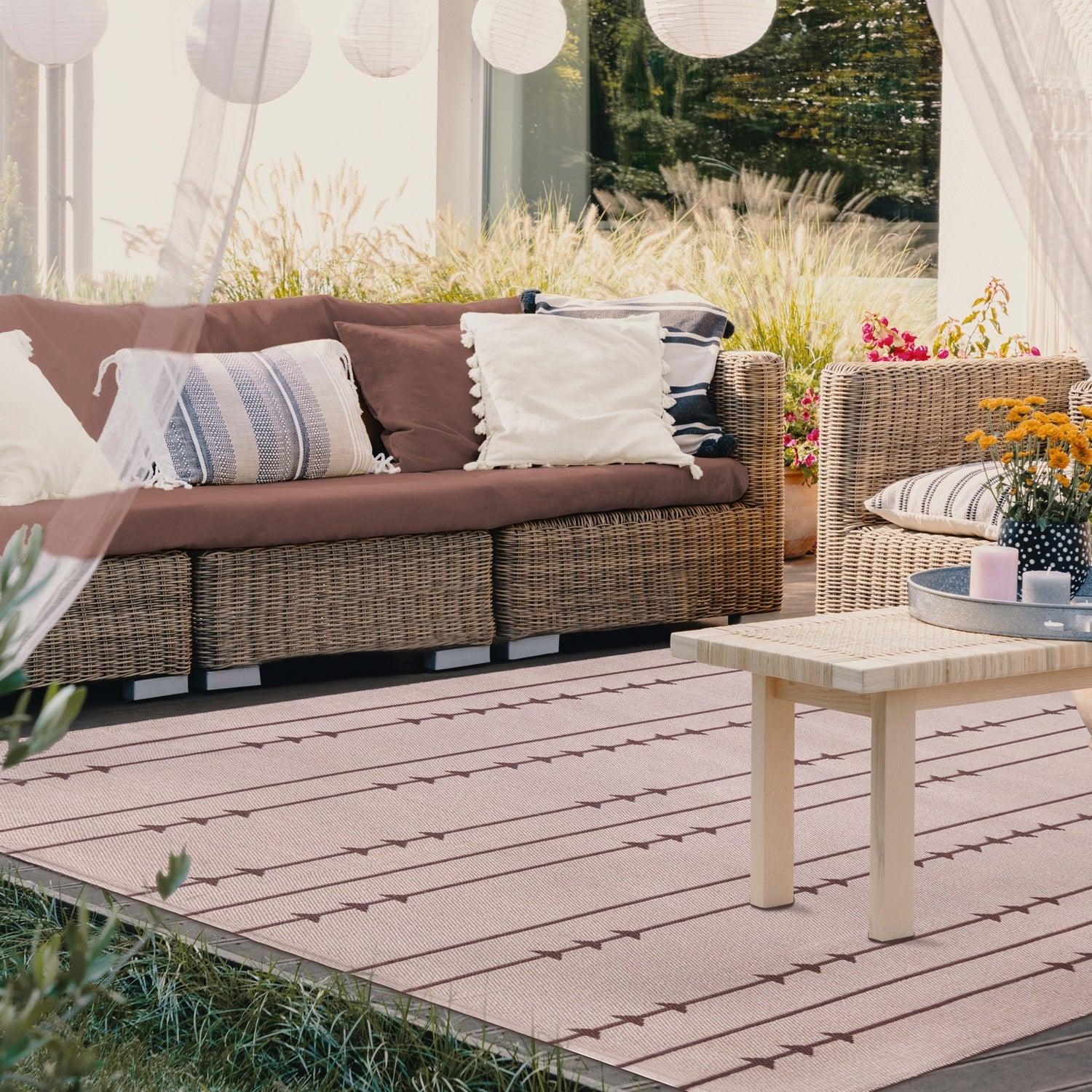 Superior Bohemian Arrow Line Pattern Indoor Outdoor Area Rug - Beige