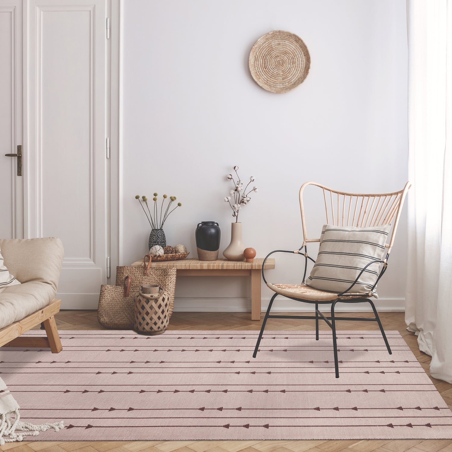 Superior Bohemian Arrow Line Pattern Indoor Outdoor Area Rug - Beige