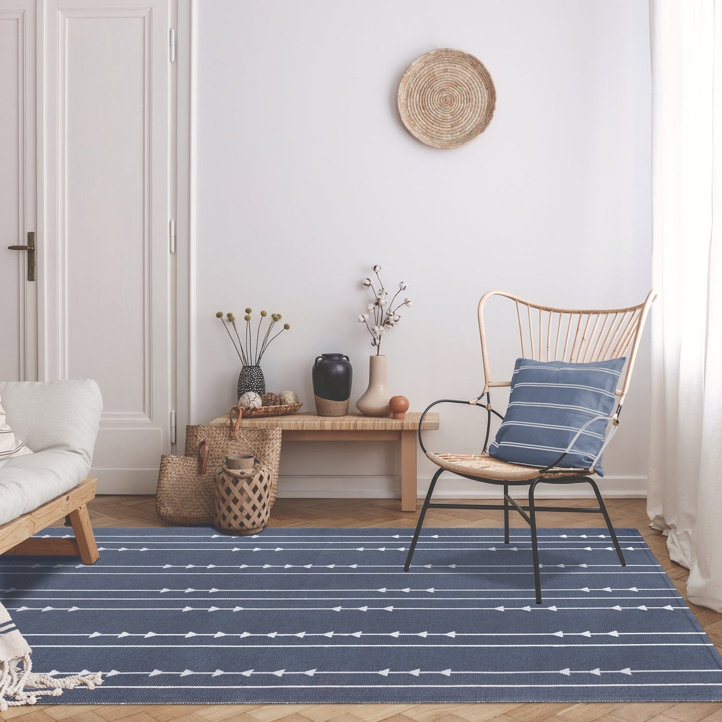 Superior Bohemian Arrow Line Pattern Indoor Outdoor Area Rug - Grey