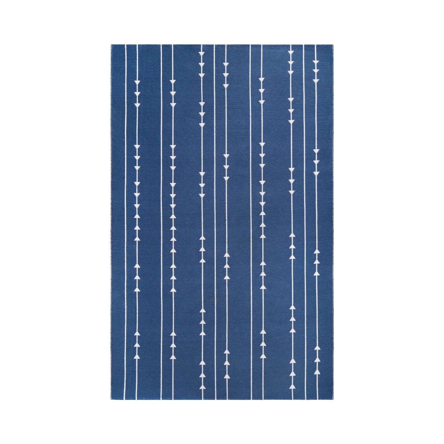 Superior Bohemian Arrow Line Pattern Indoor Outdoor Area Rug- Navy Blue
