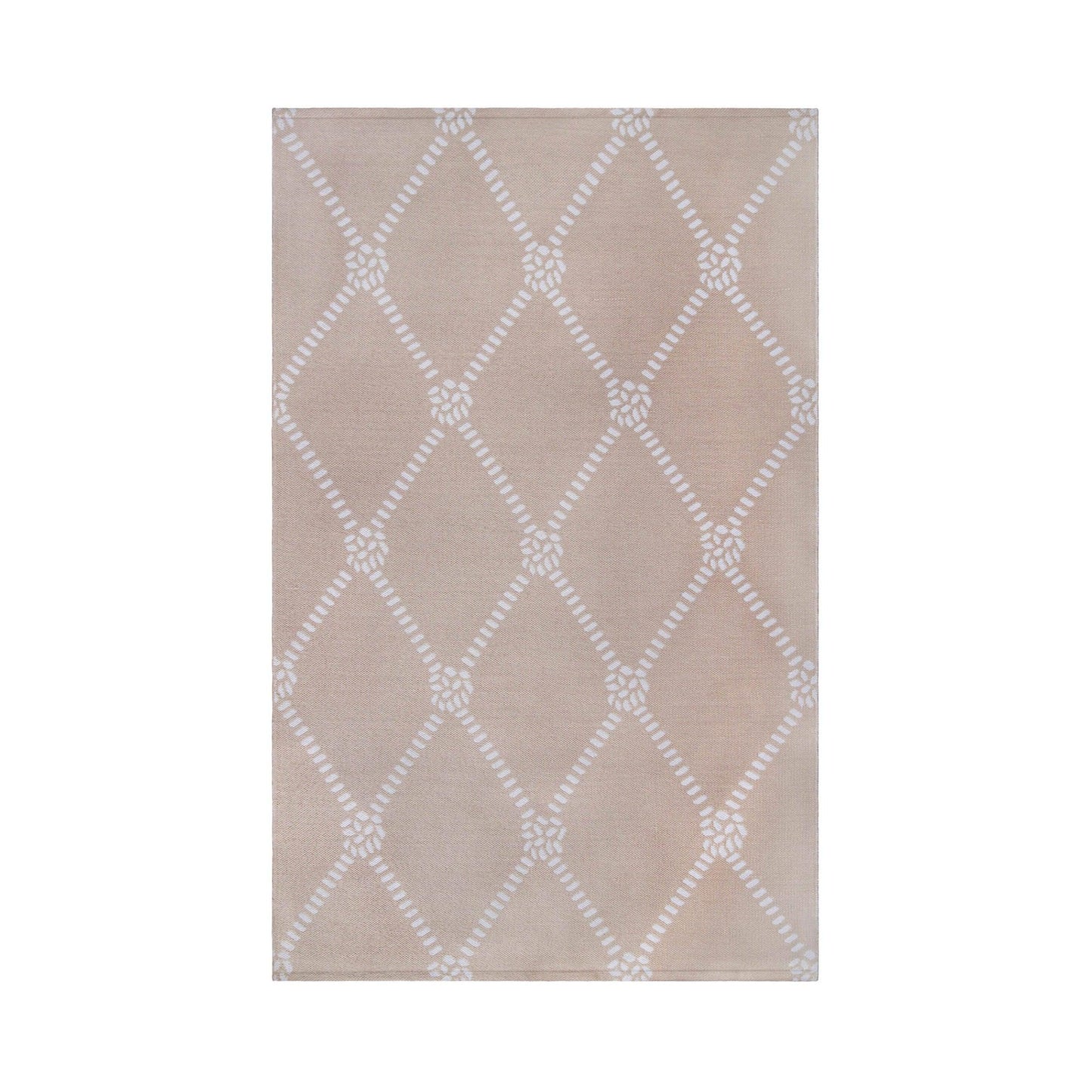 Superior Coastal Geometric Lattice Indoor Outdoor Luxurious Area Rug - Beige