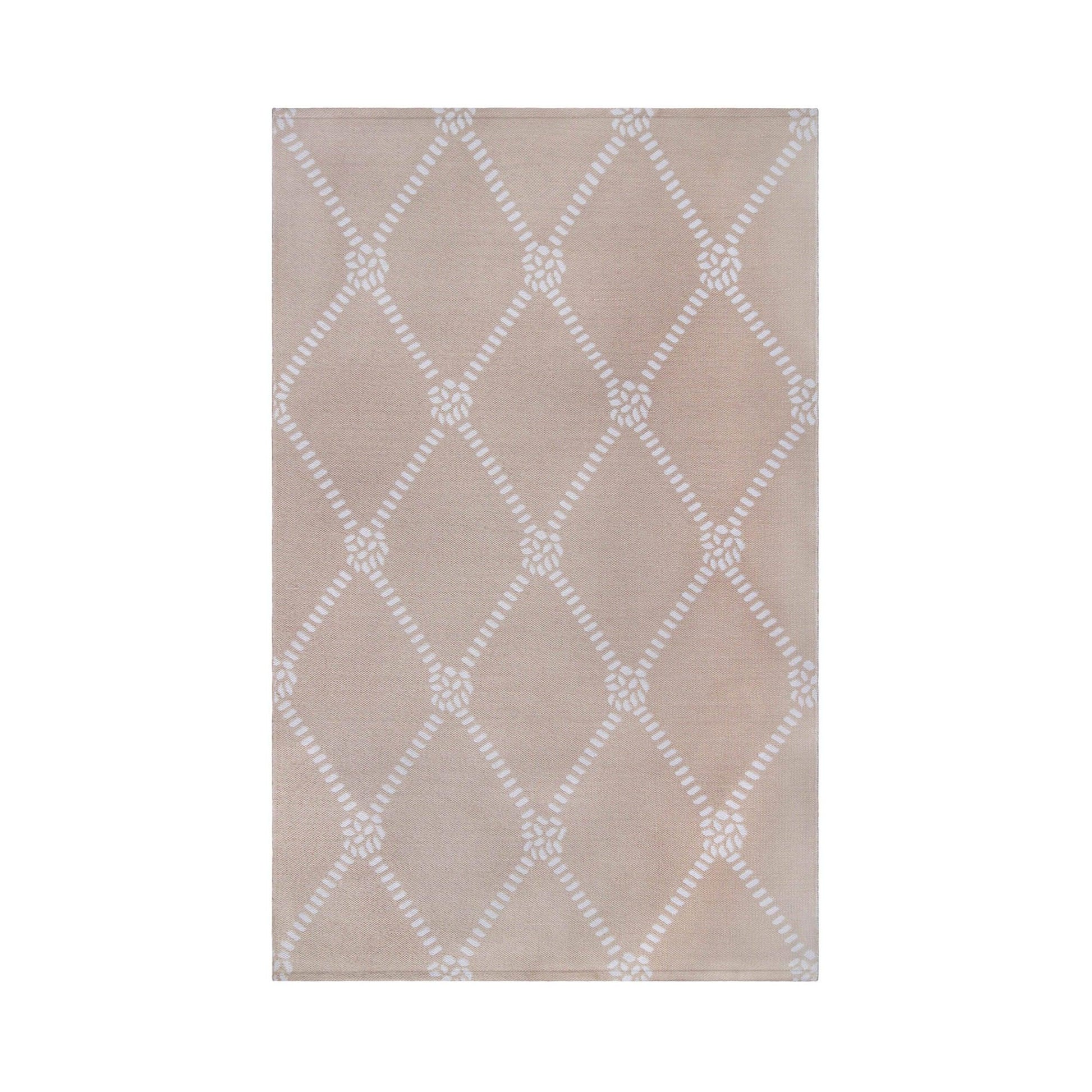 Superior Coastal Geometric Lattice Indoor Outdoor Luxurious Area Rug - Beige