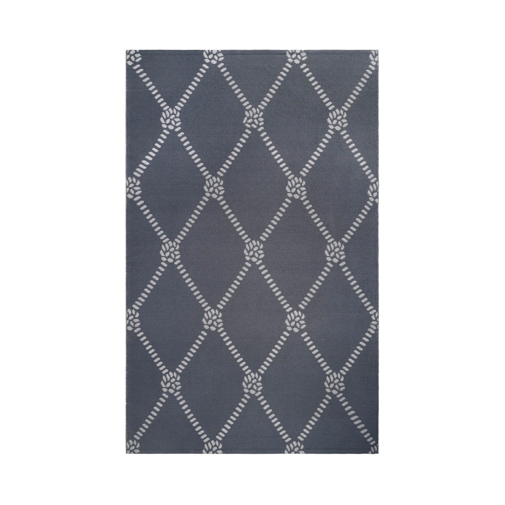 Superior Coastal Geometric Lattice Indoor Outdoor Luxurious Area Rug - Grey