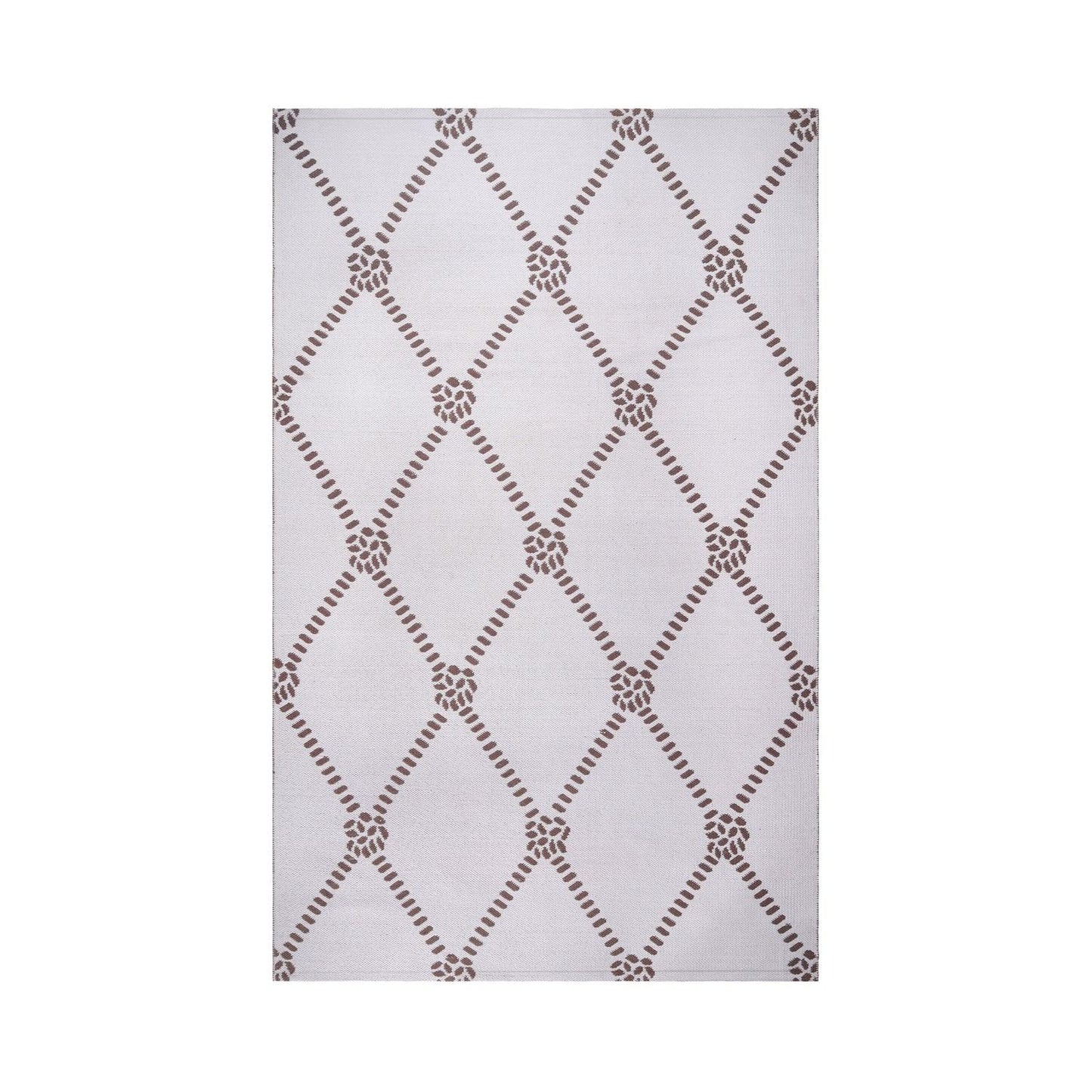 Superior Coastal Geometric Lattice Indoor Outdoor Luxurious Area Rug - Ivory