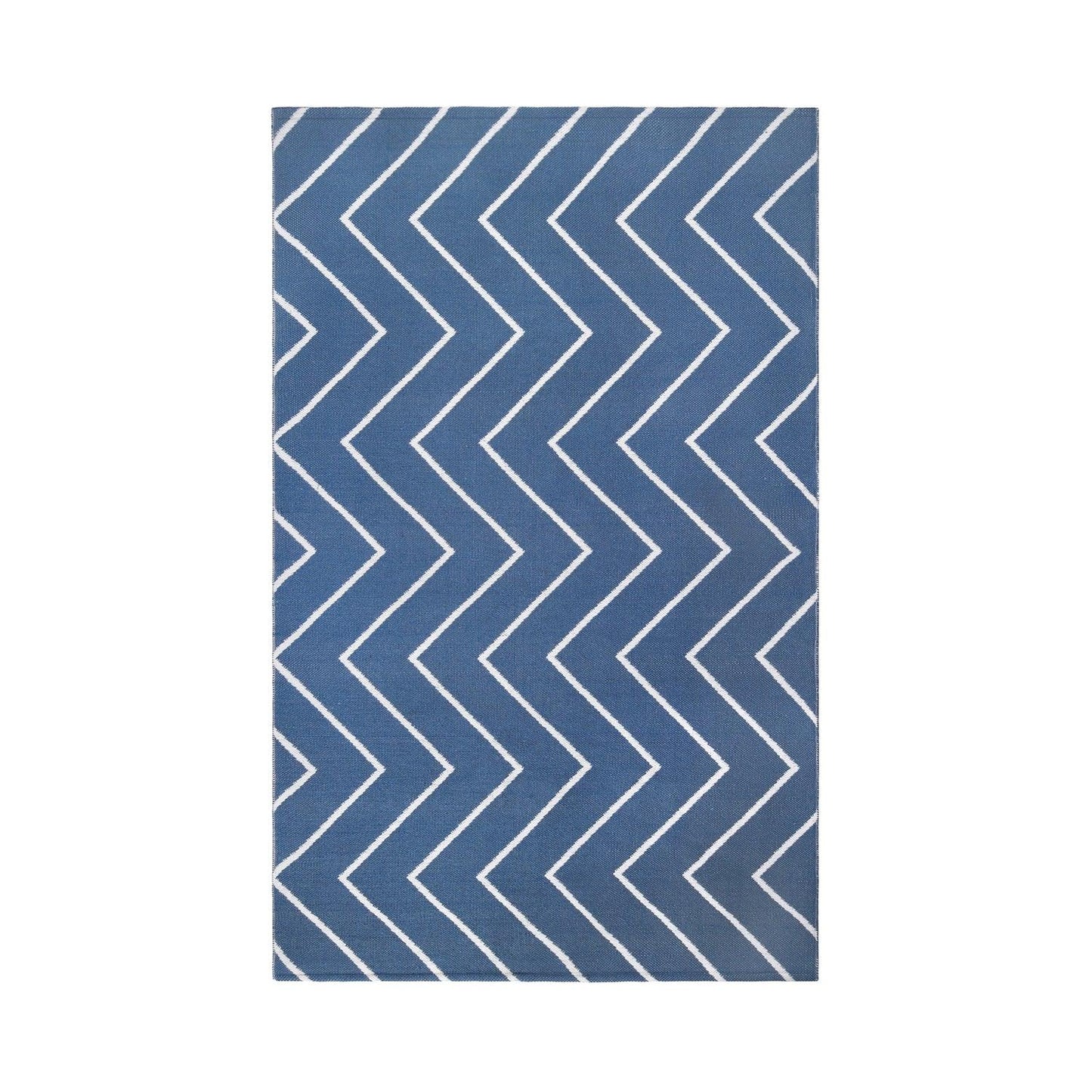 Superior Contemporary Chevron Zig-Zag Indoor Outdoor Area Rug - Navy Blue