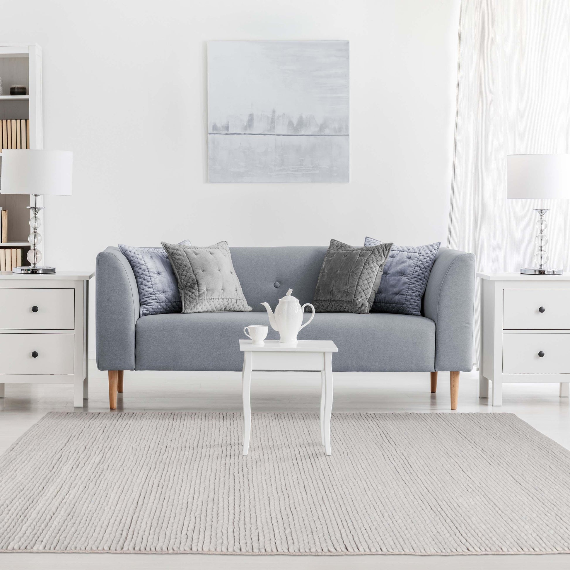Superior Aero Hand-Braided Wool Indoor Area or Runner Rug - Light Grey