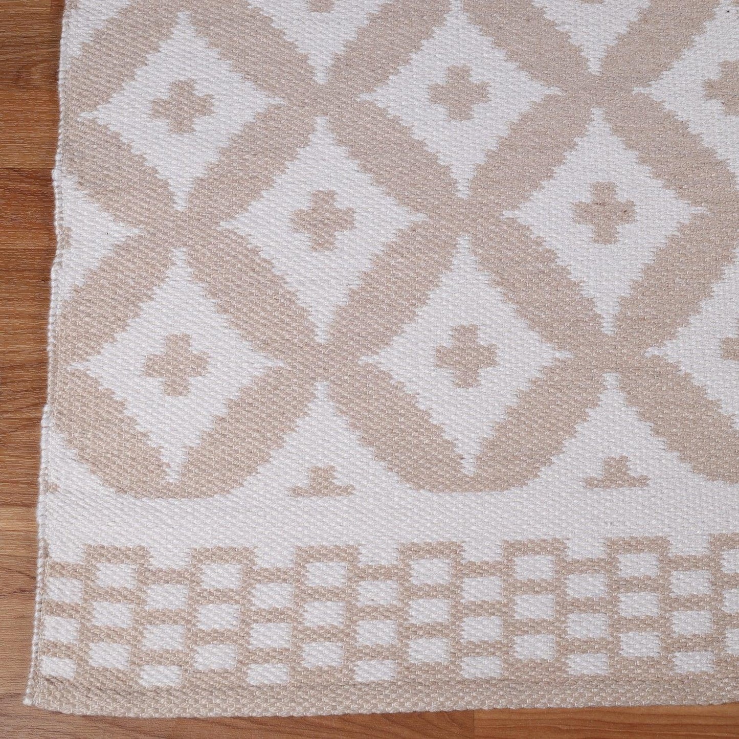 Superior Modern Geometric Lattice Indoor Outdoor Area Rug - Beige