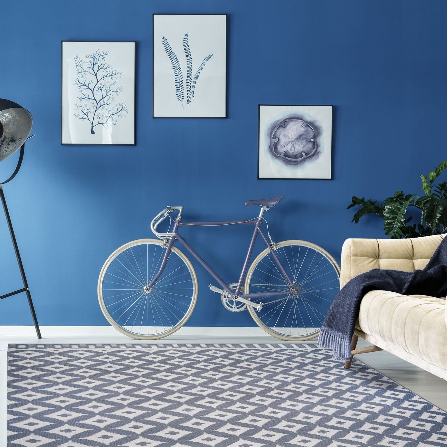 Superior Modern Geometric Lattice Indoor Outdoor Area Rug - Grey