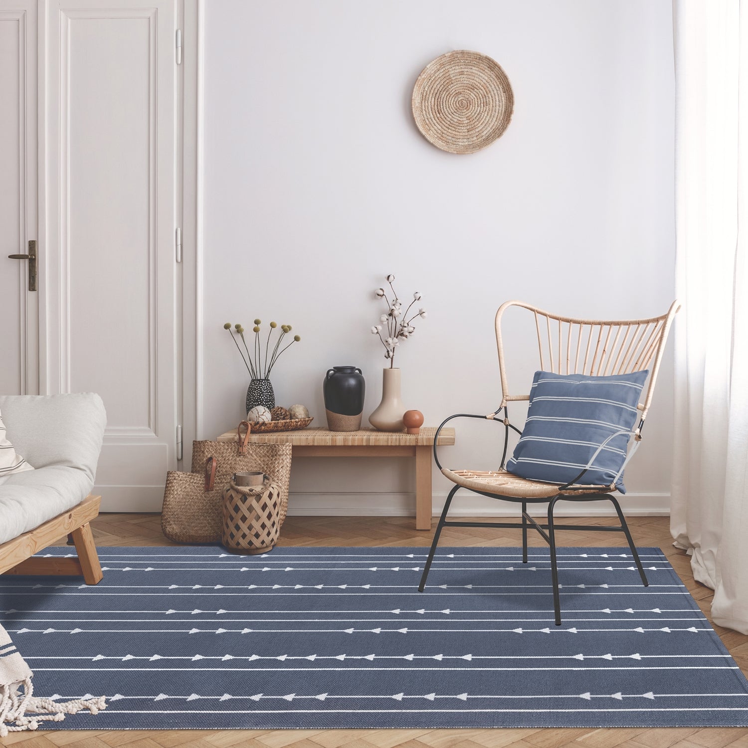 Superior Bohemian Arrow Line Pattern Indoor Outdoor Area Rug - Grey