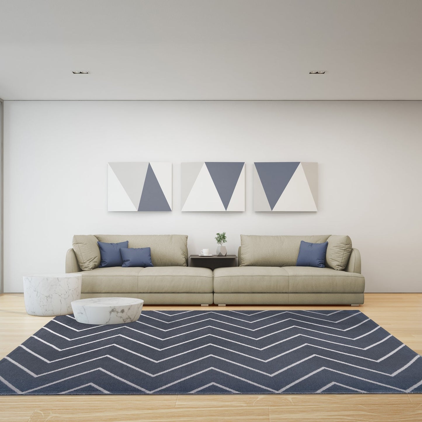 Superior Contemporary Chevron Zig-Zag Indoor Outdoor Area Rug - Grey