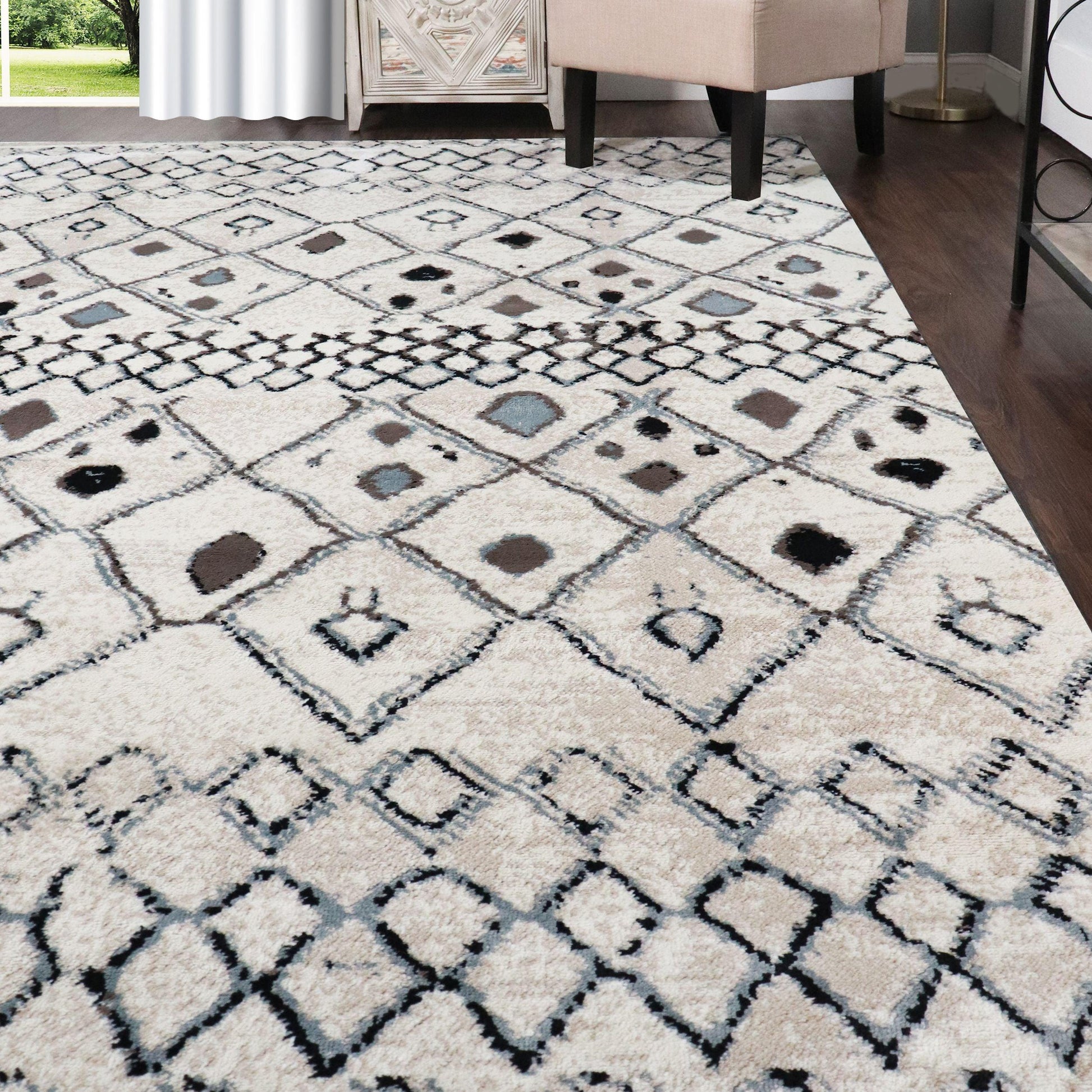 Tripp Modern Lattice Jute Backing Indoor Area Rug - Slate
