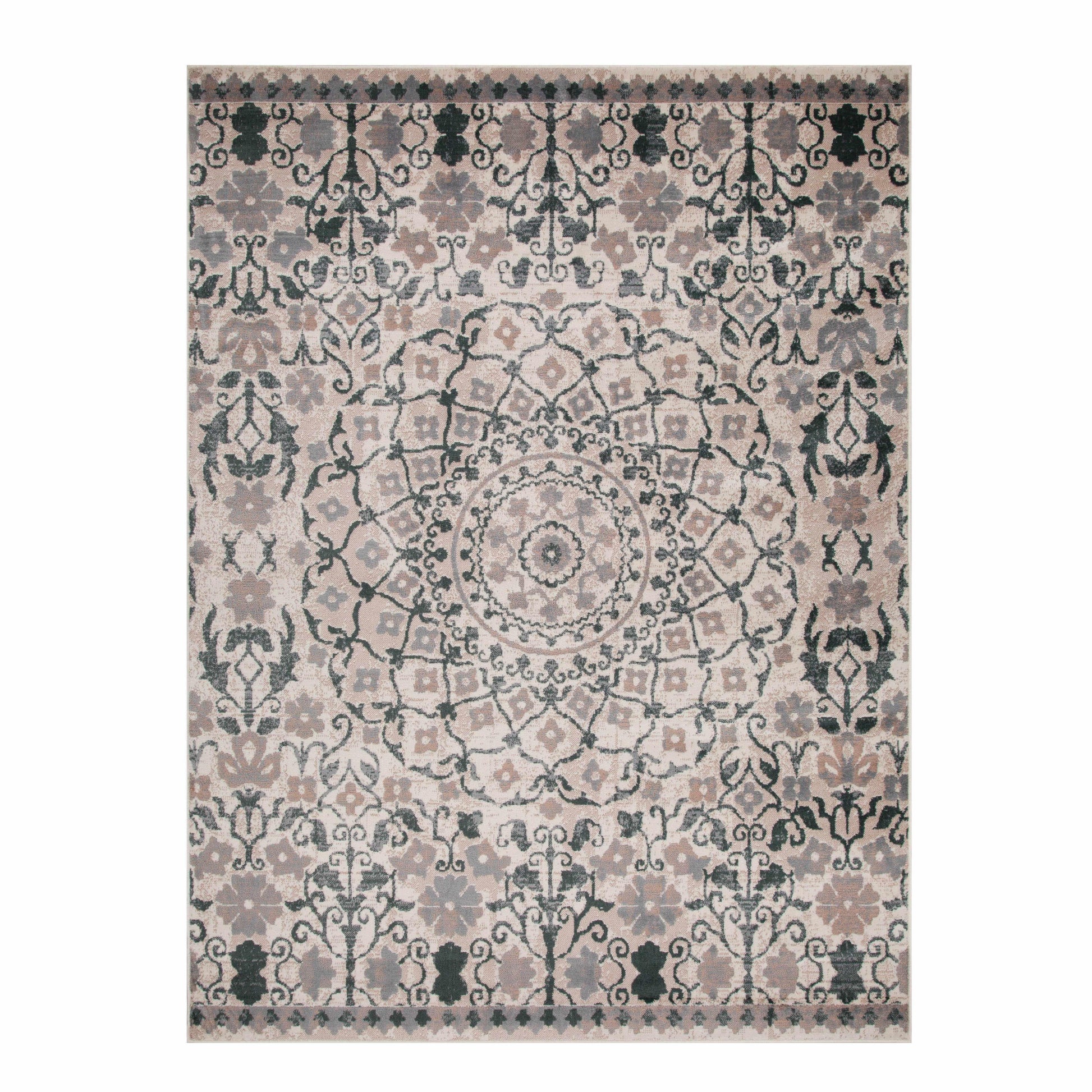 Superior Galilee Vintage Bohemian Floral Mandala Area Rug - Nightful Blue