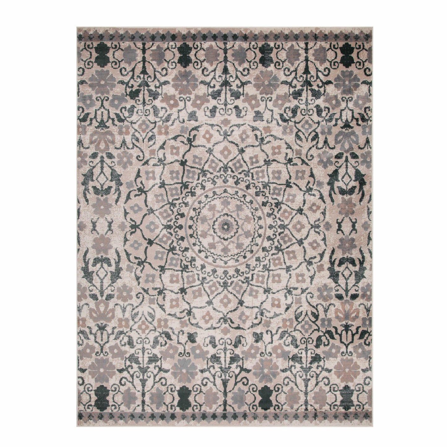 Superior Galilee Vintage Bohemian Floral Mandala Area Rug - Nightful Blue
