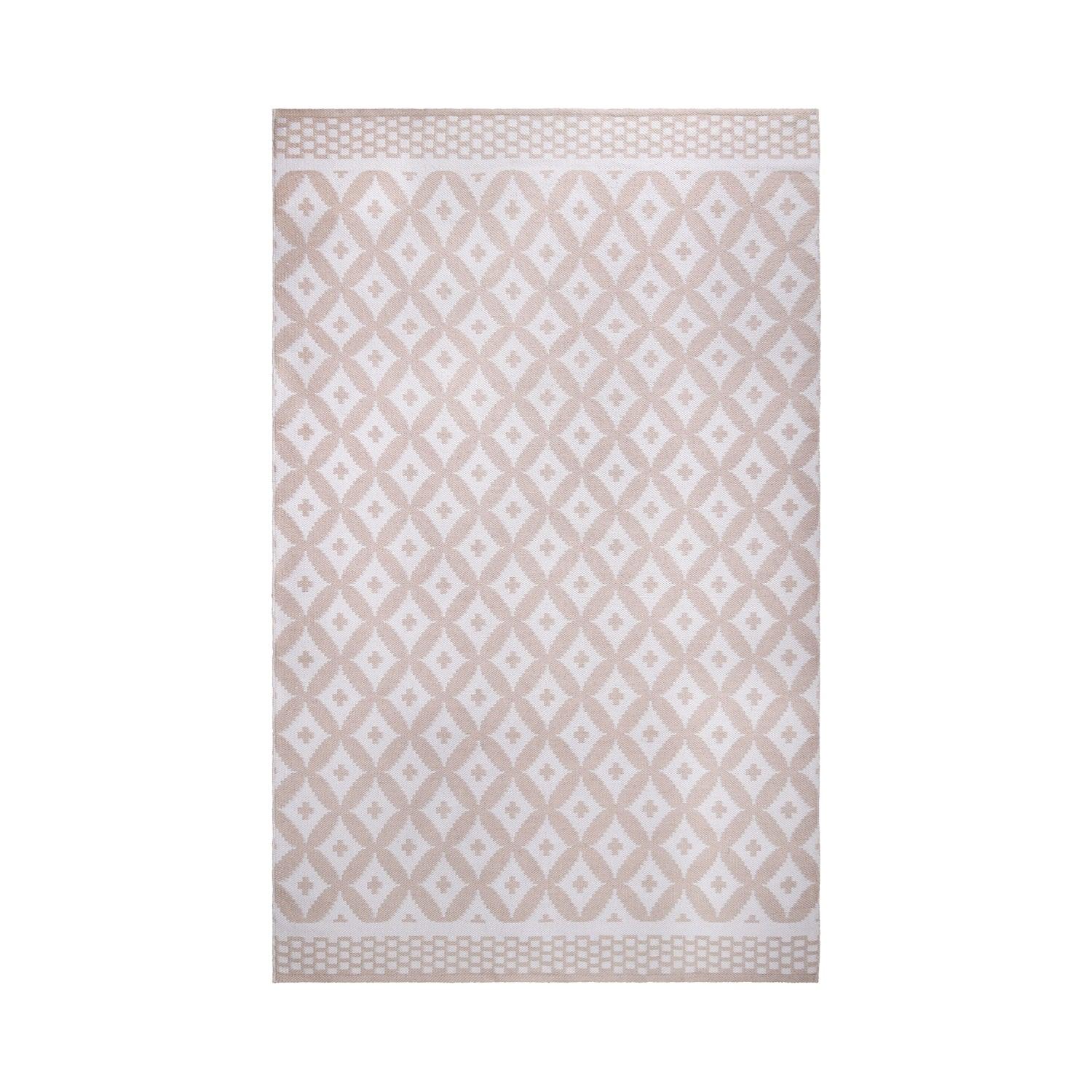 Superior Modern Geometric Lattice Indoor Outdoor Area Rug - Beige