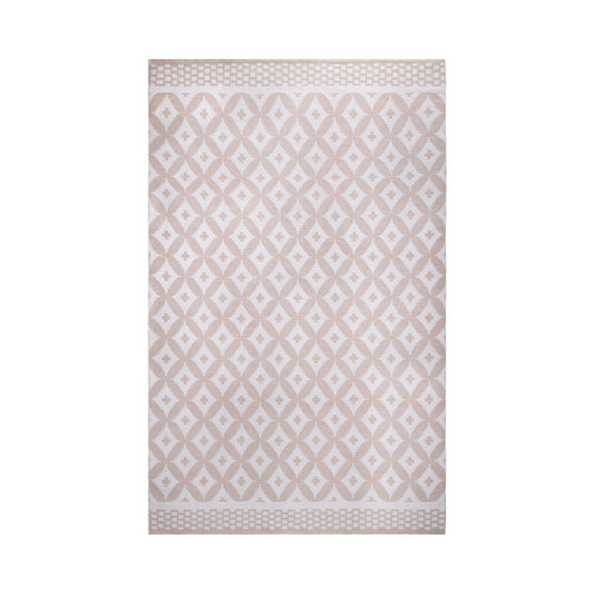 Superior Modern Geometric Lattice Indoor Outdoor Area Rug - Beige