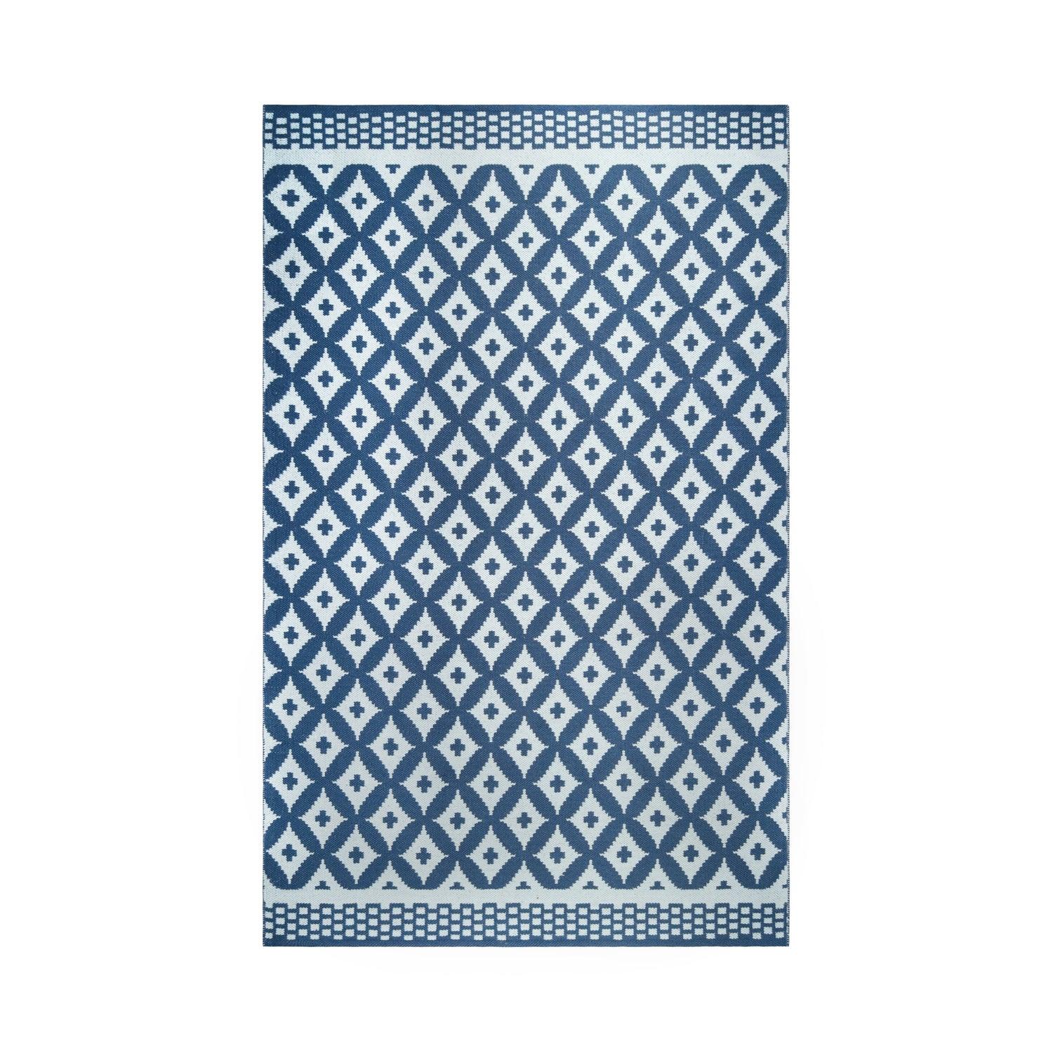 Superior Modern Geometric Lattice Indoor Outdoor Area Rug - Navy