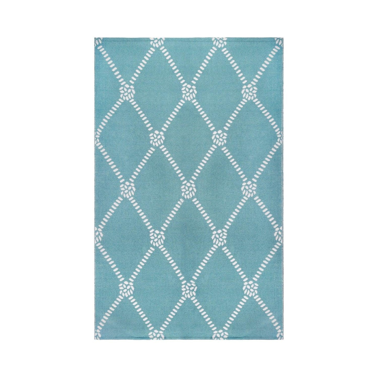 Superior Coastal Geometric Lattice Indoor Outdoor Luxurious Area Rug - Turquoise