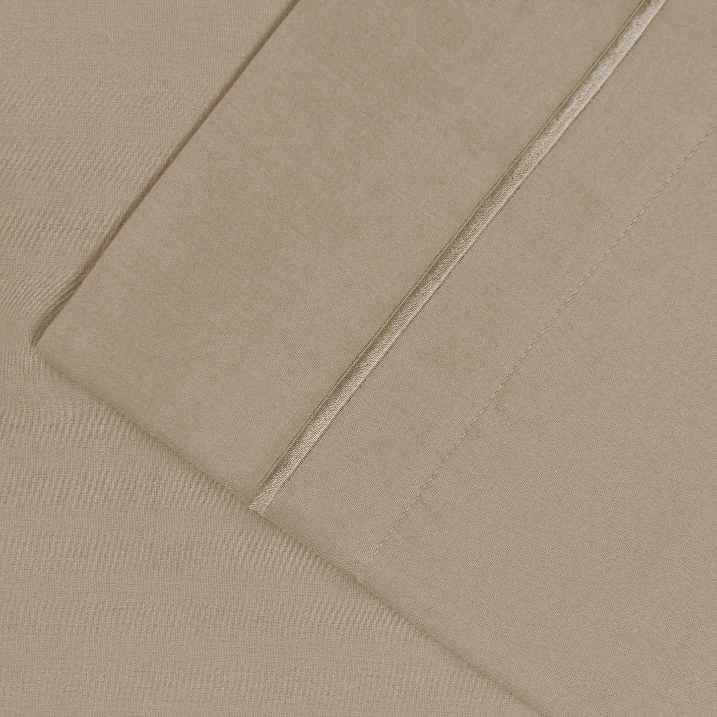 Solid 1500-Thread Count Ultra-Soft Cotton Marrow Stitch Pillowcase Set - Taupe