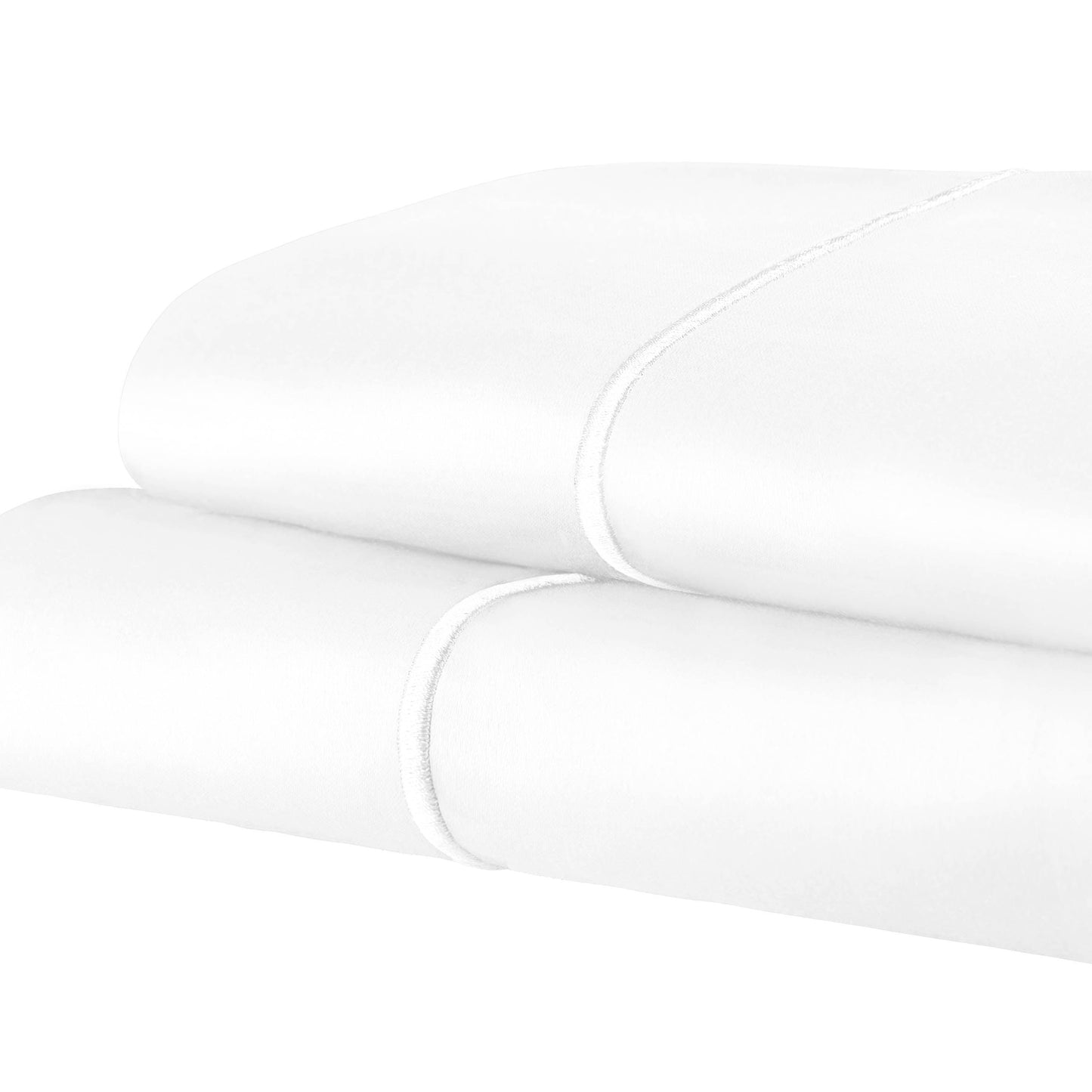 Solid 1500-Thread Count Ultra-Soft Cotton Marrow Stitch Pillowcase Set - White