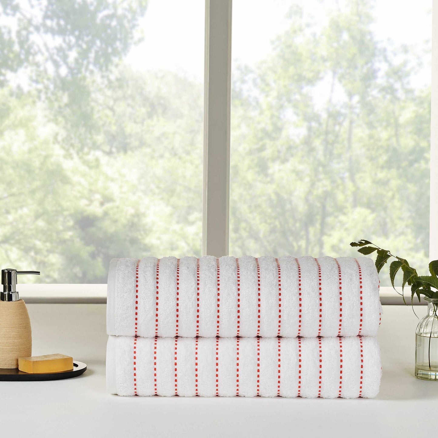 Traditional Organic Wave 650 GSM 8- Pieces Bath Sheet Set - Coral