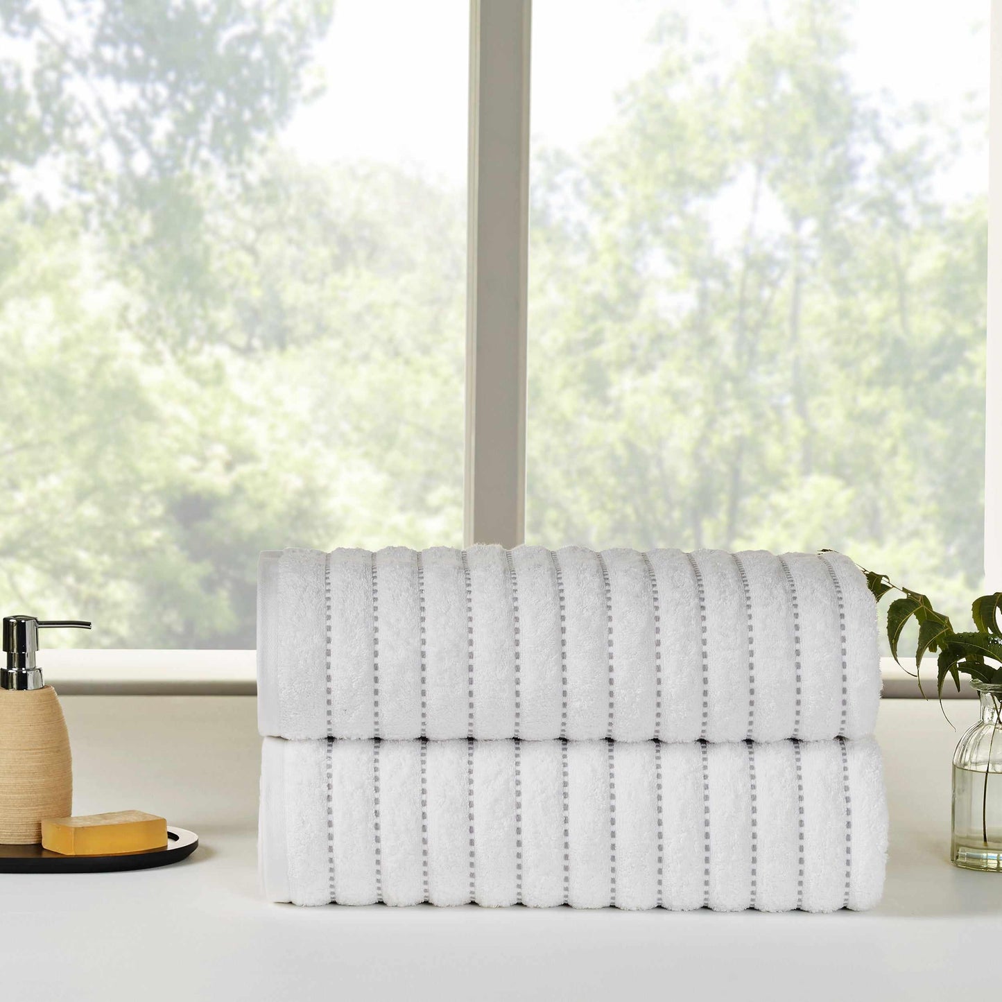 Traditional Organic Wave 650 GSM 8- Pieces Bath Sheet Set - Silver