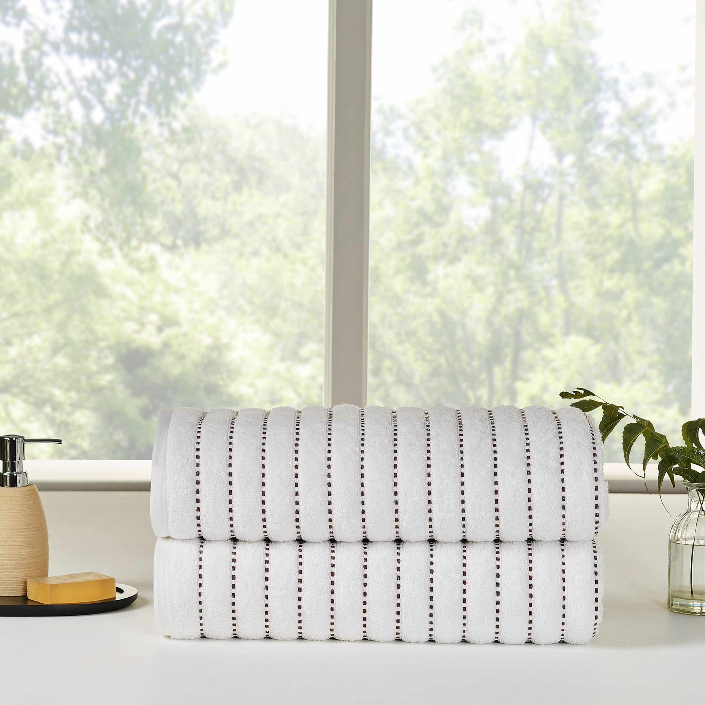Traditional Organic Wave 650 GSM 8- Pieces Bath Sheet Set - Taupe