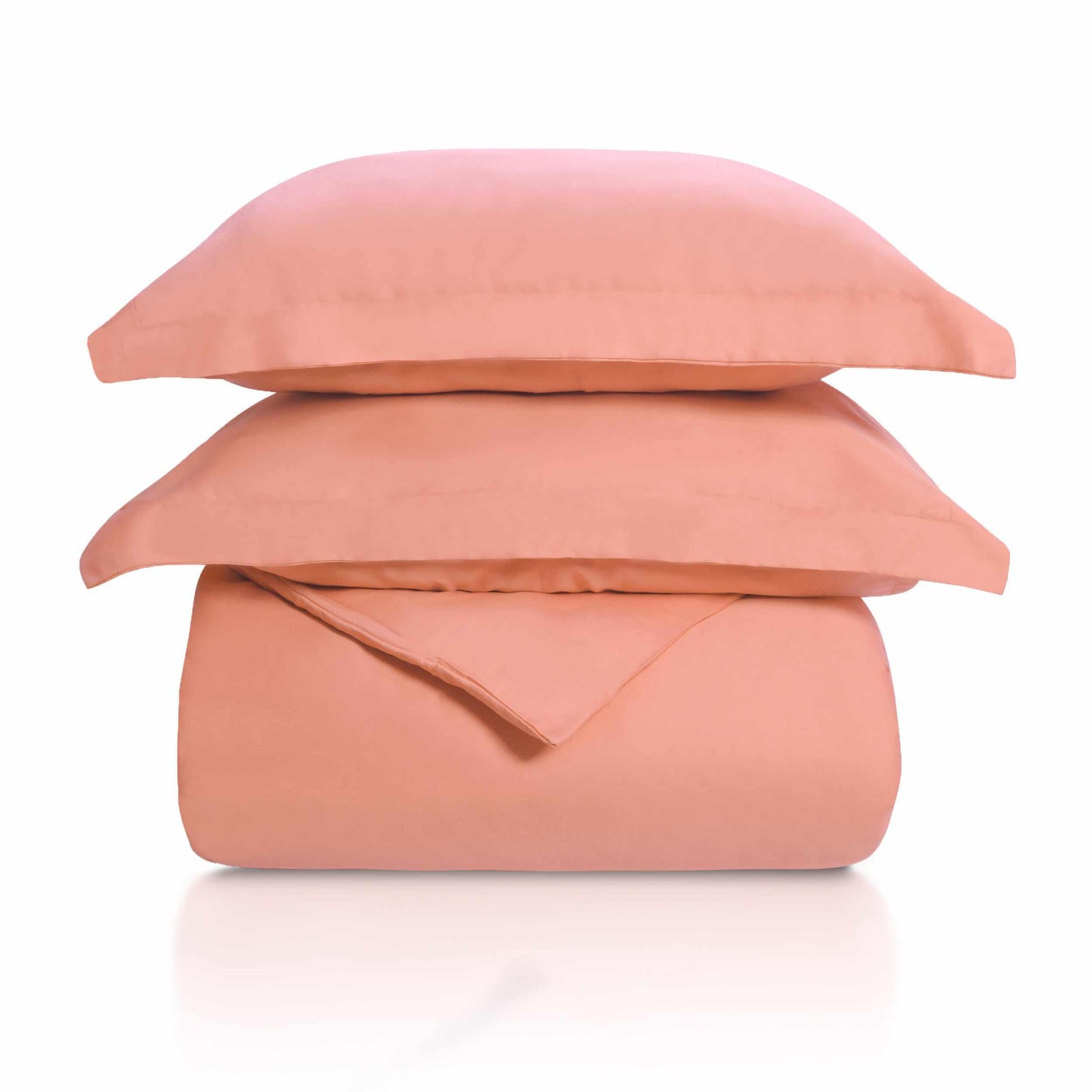 Superior Wrinkle Resistant Cotton Duvet Cover Set - Coral