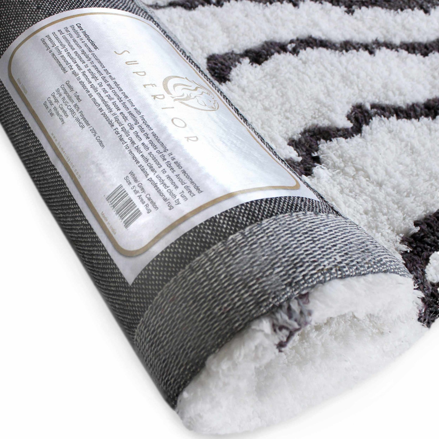 Superior Carleton Modern Handwoven Shag Area Rug - White/Grey