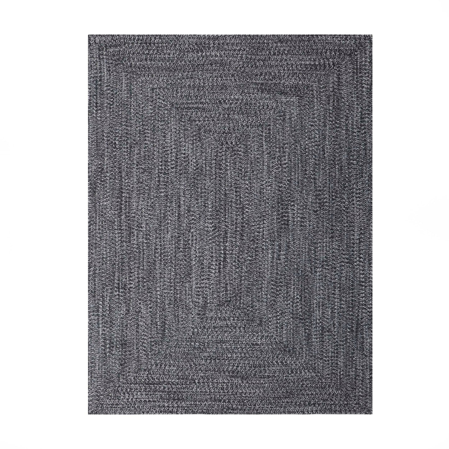 Multi Toned Braided Area Rug Bohemian Indoor Outdoor Rugs - Charcoal-White