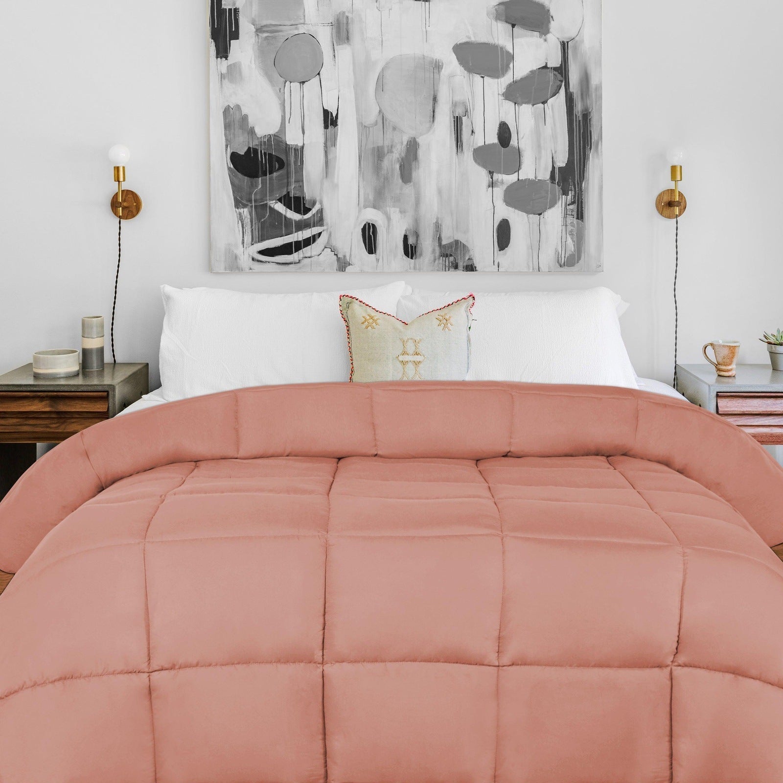 Superior Solid All Season Down Alternative Microfiber Comforter - Blush